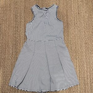 Addison Bay Black and White Striped Sleeveless Fit-and-Flare Dress